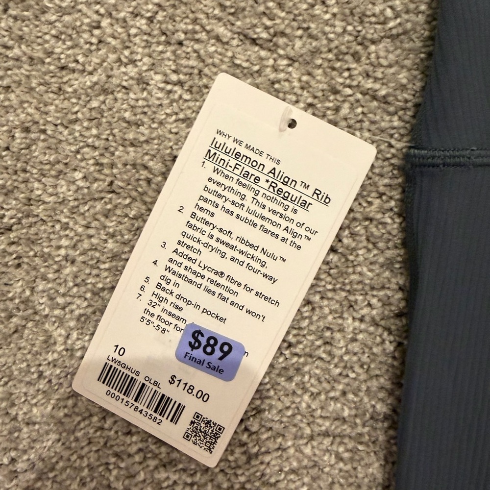 Lululemon NWT Align Ribbed Mini Flare Pants Size 10 Regular Oil Blue - Picture 3 of 5